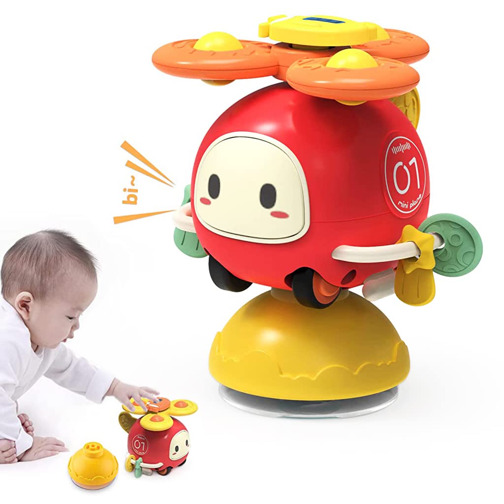 PATPAT Suction Toys for Baby, 3 in 1 Baby High Chair Toys with Detachable Suction Cup Toys Baby Rattle Sensory Car Toys for Early Development, Spinning Pop Toys Gifts for Newborn Kids - Red PATPAT Suction Toys for Baby, 3 in 1 Baby High Chair Toys with Detachable Suction Cup Toys Baby Rattle Sensory Car Toys for Early Development, Spinning Pop Toys Gifts for Newborn Kids - Red